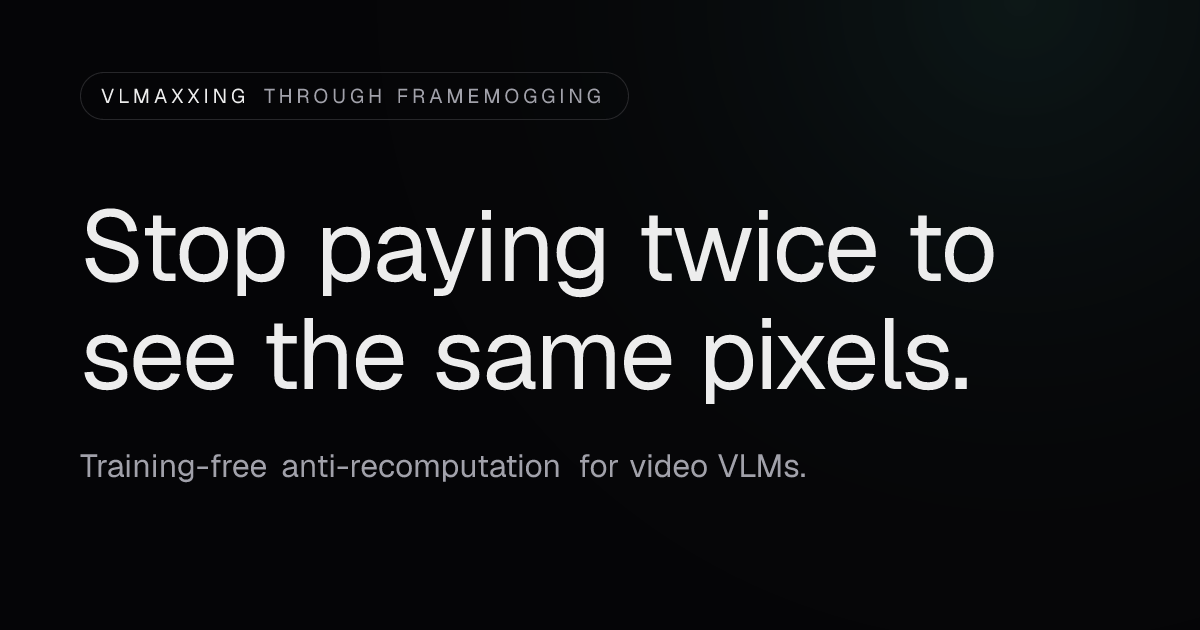 VLMaxxing through FrameMogging — training-free anti-recomputation for ...